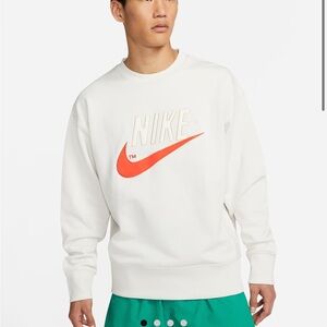 Nike Men's White and Orange Crewneck Sweater